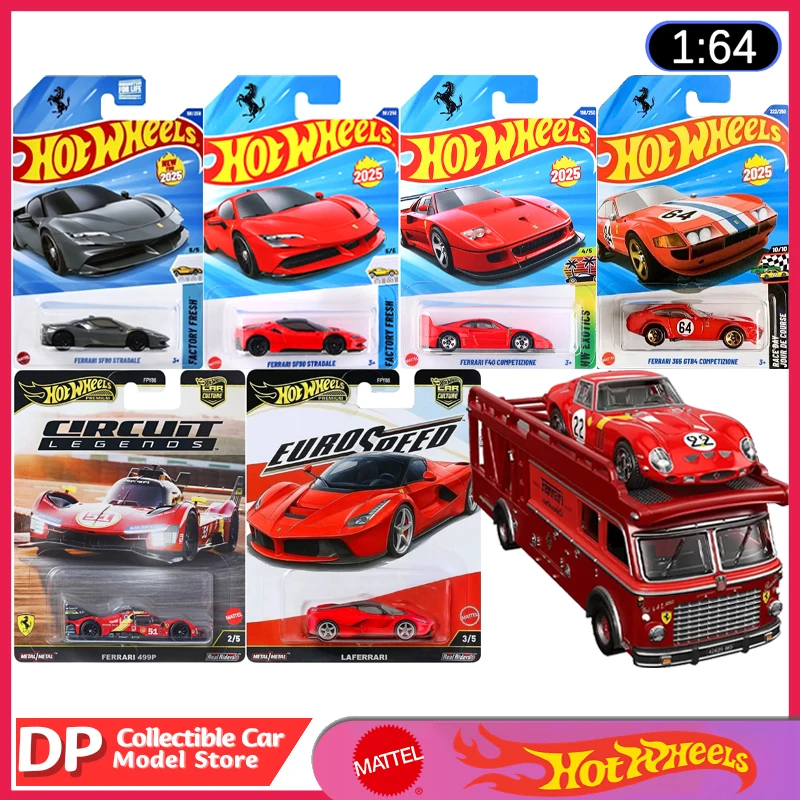 

2025 Hot Wheels Ferrari Series Set SF90 F40 Laferrari 499P 365GTB 1:64 Scale Collectible Die-cast Metal Toy Car Model