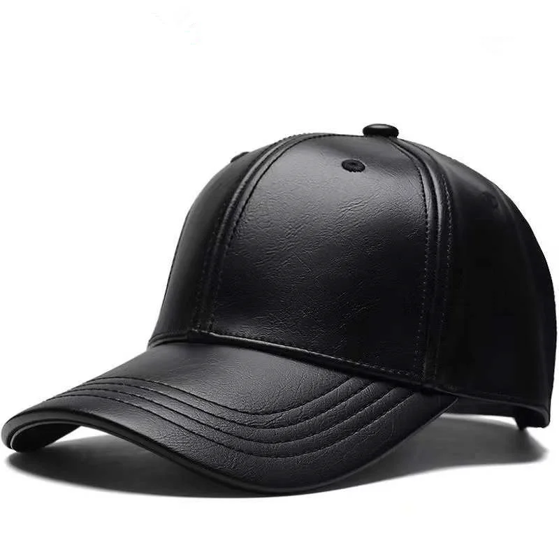 Unisex Baseballkappe aus PU-Leder, Hip-Hop-Snapback-Caps für Damen und Herren, verstellbare Sonnenhüte, Trucker-Hüte – Detail 2
