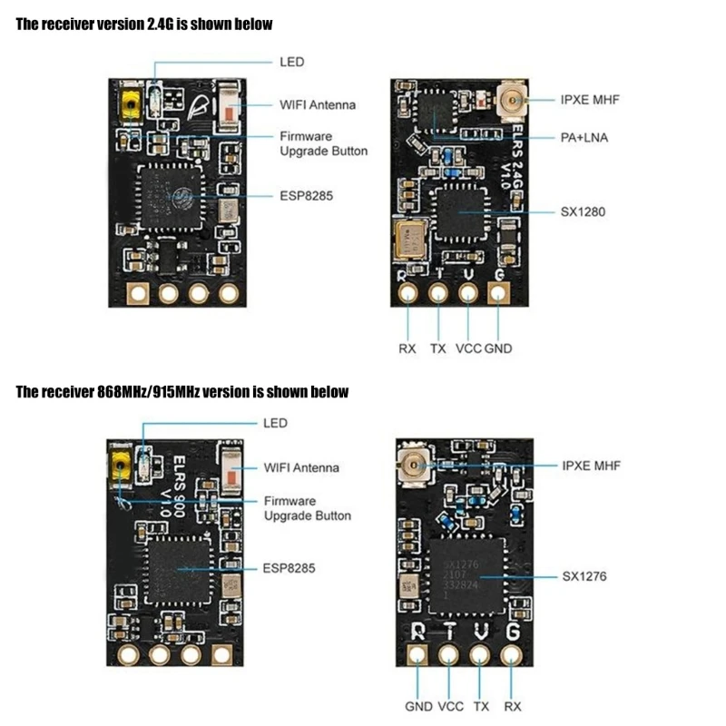 

ELRS Long Ranges Receiver 2.4GHz ISM High Performances for Flight Telemetrys with 20dbm Output Light Design