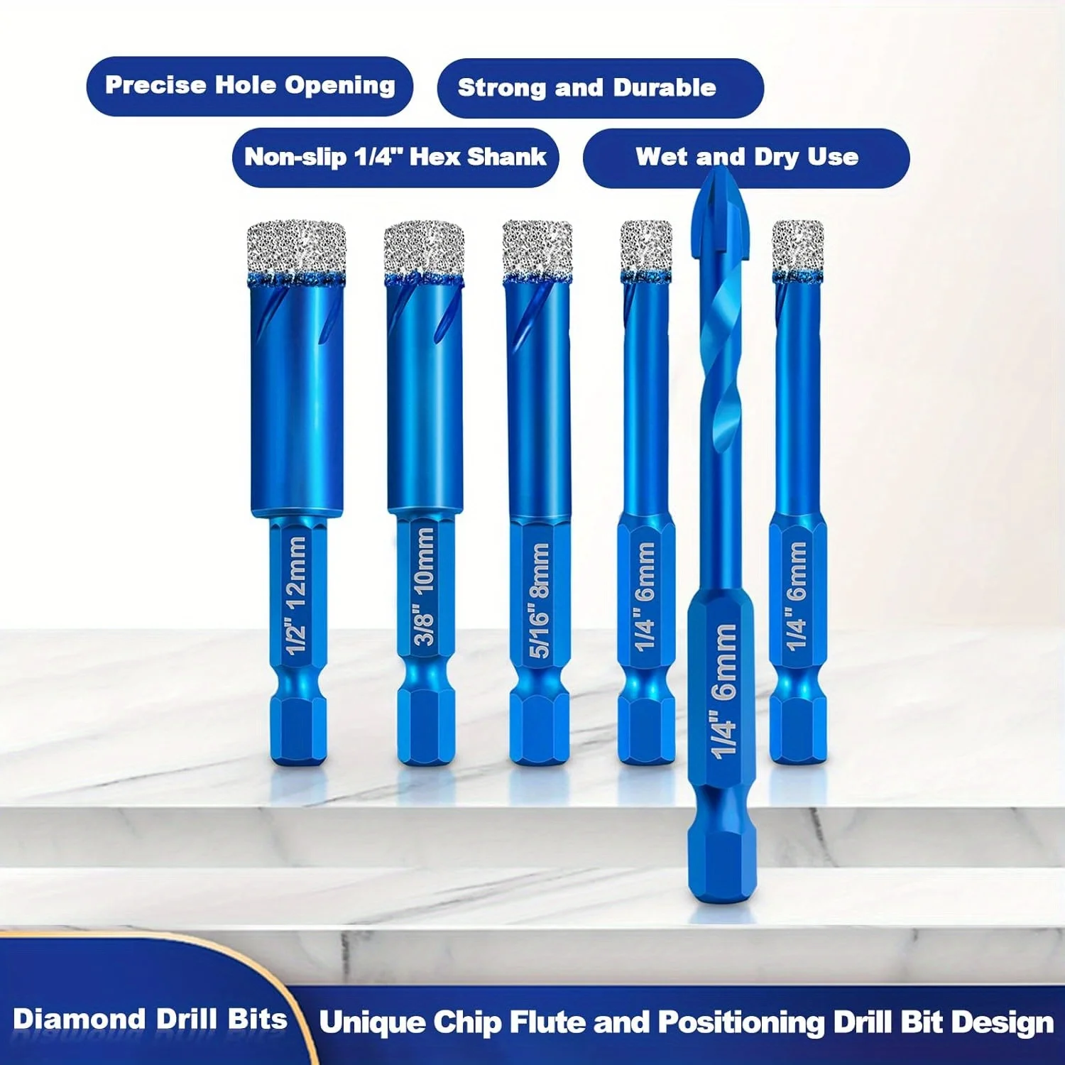 

Набор из 6 шт., диаметр 6/8/10/12 мм, сверло для сухого сверла со спиральной канавкой и быстросъемной ручкой 6/8/10/12 мм, крестообразное спиральное сверло из твердого сплава