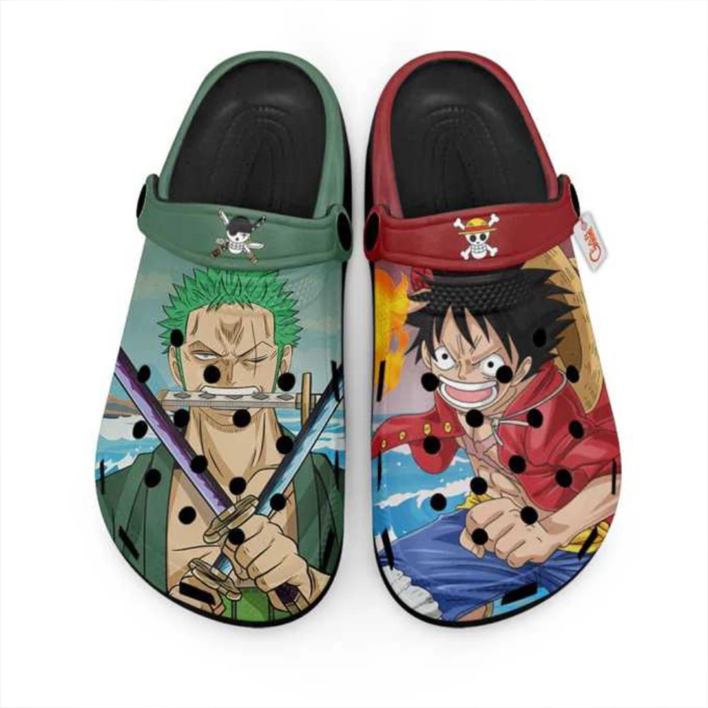 One Piece Anime Straw Hat Team Print Clogs Men Casual Slip On Garden Shoes Non Slip Beach Slipper Outdoor Fashion Comfort Sandal