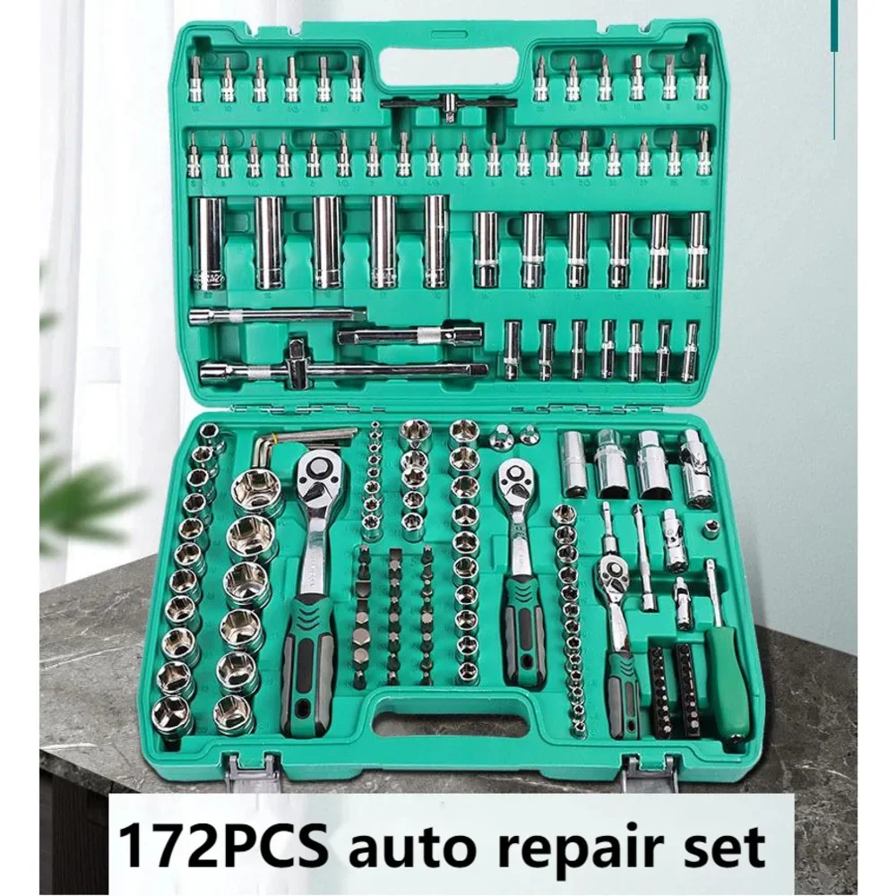 172 Piece Set Of Chrome Vanadium Steel Auto Repair Tools For On-board Maintenance And Home Machine Repair Accessories Set