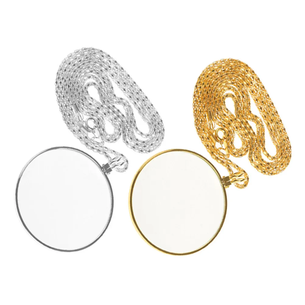 2Pcs Magnifying Necklace Hanging Loupe Zinc Alloy Lightweight Reading Magnifier for Books Crafts Newspapers Elderly
