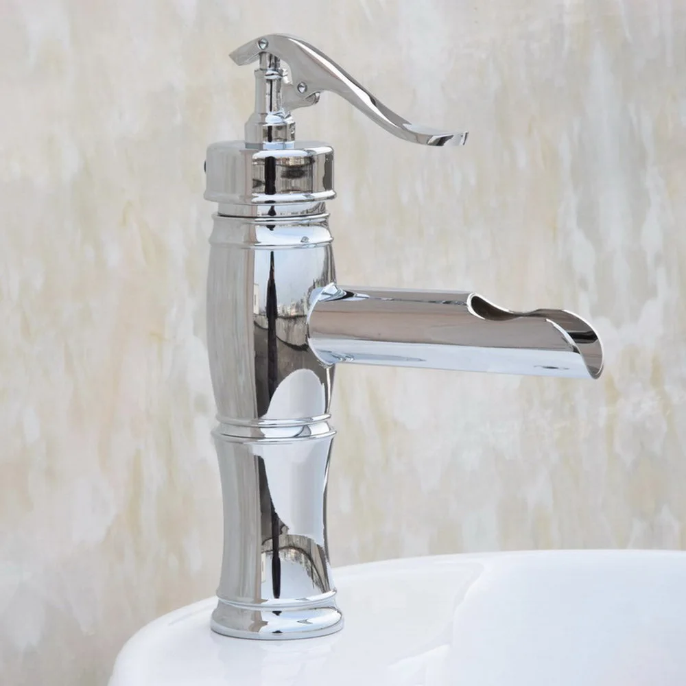 

NEW "Water Pump Look" Style Bathroom Faucet Polished Chrome Basin Faucet Deck Mounted Single Hole Hot And Cold Water Tap Ncy021