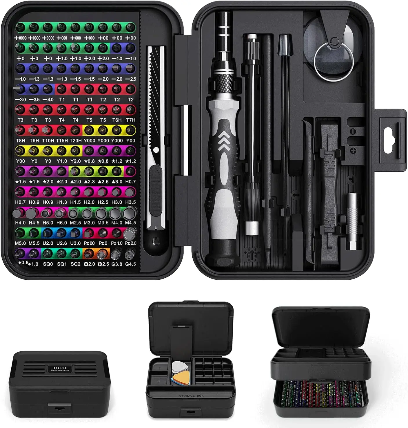 

132-in-1 Mini Screwdriver Set. Color-coded 108 bits, magnetic. With box. For iPhone, Mac, iPad & tablets.