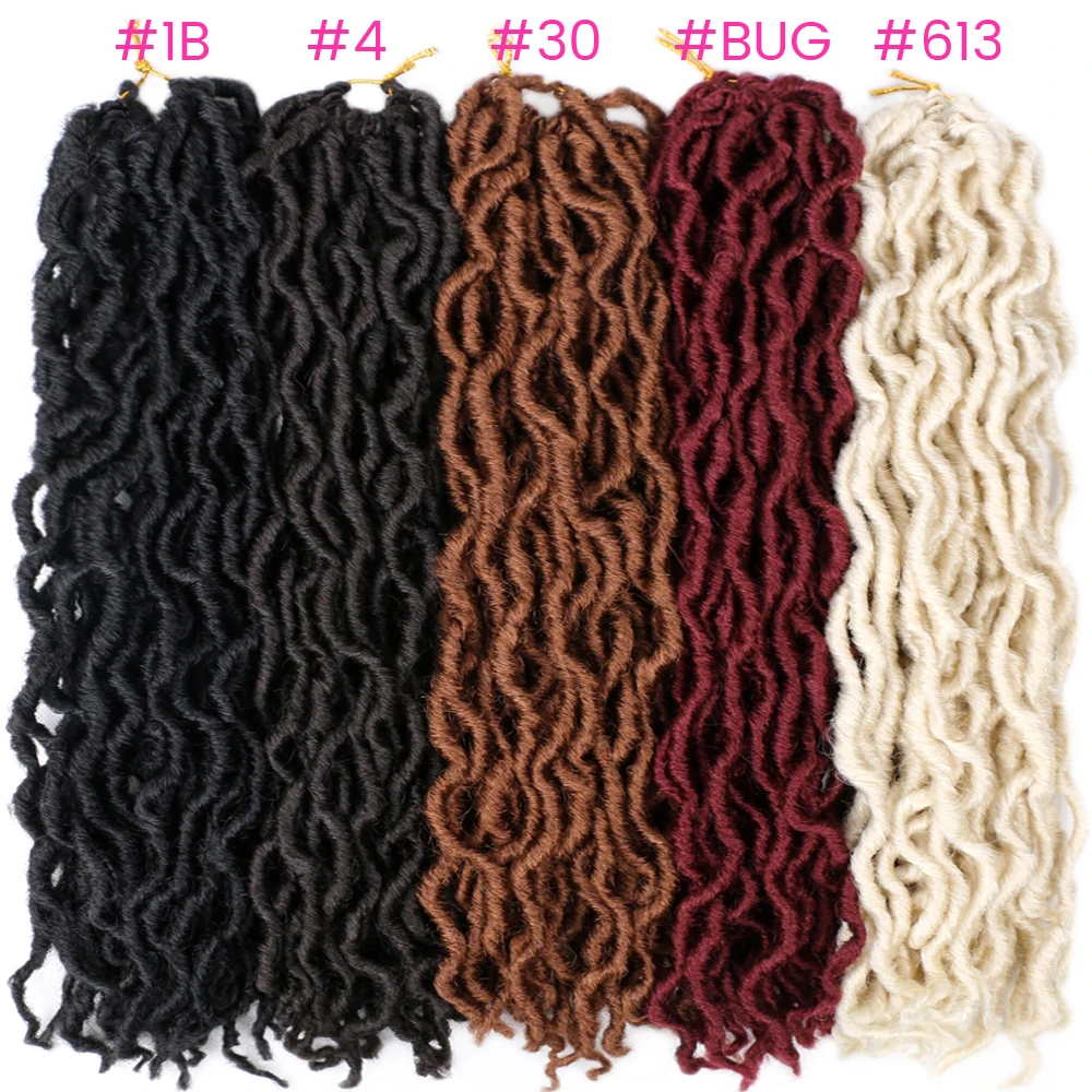 Gypsy Faux Locs Crochet Hair Ombre #1B 30 27 Orange Blue Green Soft Goddess Locs Crochet Braids 18” Boho Braids Hair Extensions