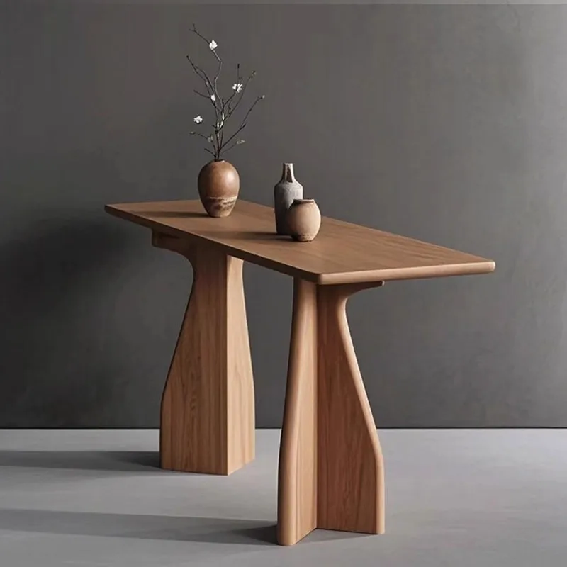LH1 New Chinese Solid Wood Entrance Table Entry Entrance Table Bar Case Supply Table Against the Wall End View