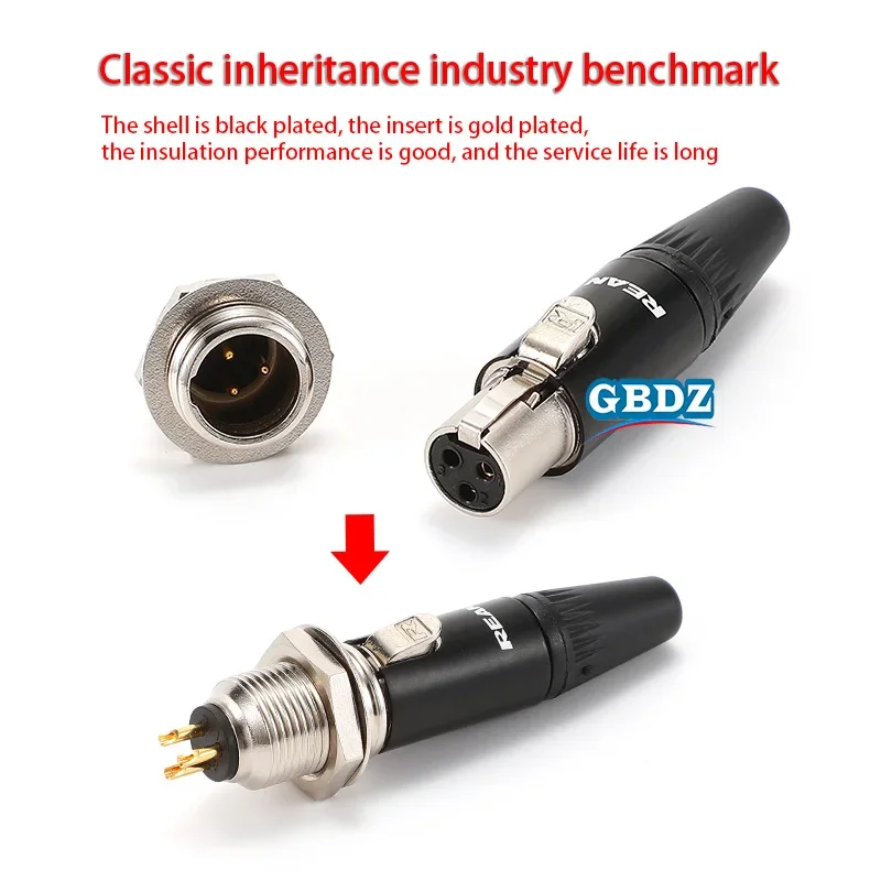 XLR Mini Connector 3/4/5 Core Male/Female Copper Gold Plated Pin Tiny Receptacle Wireless Bodypack Audio Microphone Socket