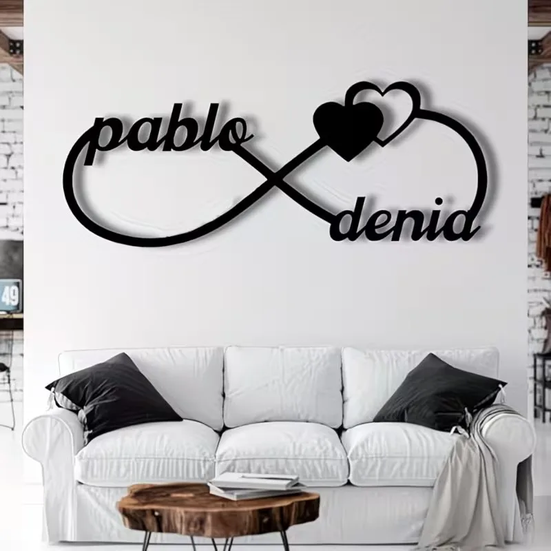 Personalized Wireless Heart-Shaped Wall Art with Couple Names for Wedding & Valentine's Gift, Indoor/Outdoor Romantic Decoration