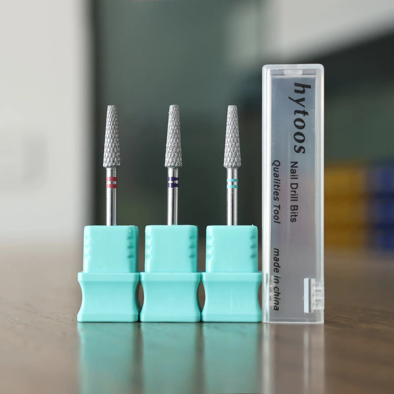 HYTOOS 4*13mm ロングテーパードダイヤモンドカットプロネイルドリルビット クロム ロシアンキューティクルビット 電動ネイルドリル 角質除去ツール