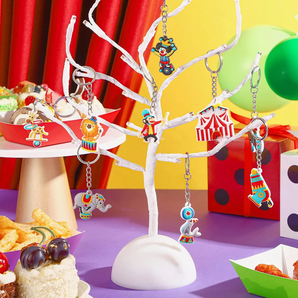 36pcs Circus Carnival Party Gifts Keychains Animal Clowns Cannon Keychains Carnival Theme Birthday Parties Showers Decorations