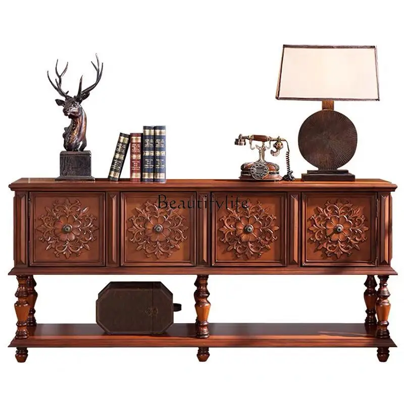 

Modern European and American rural solid wood foyer, entrance counter, two doors and one bucket of storage decoration counter