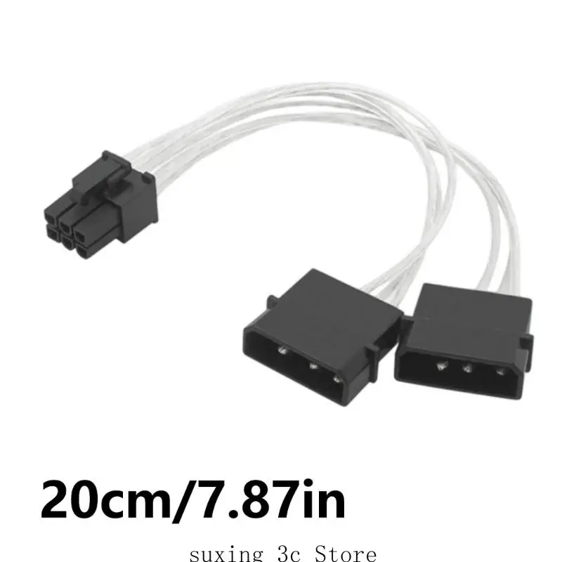 E8BE Power Power Cable Cable IDE Double от 4PIN до 6PIN разъемов для видеокарты PCIE