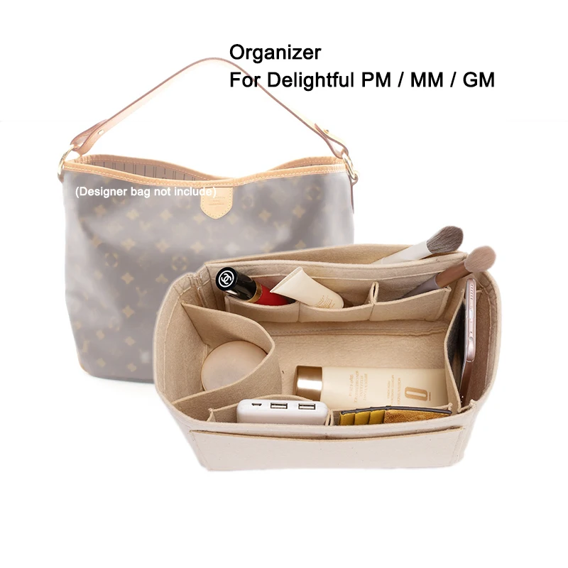 

Organizer For Delightful PM MM GM Insert Bags Makeup Handbag Inner Purse Portable Travel Liner Pouch Comestic Base Shaper Custom
