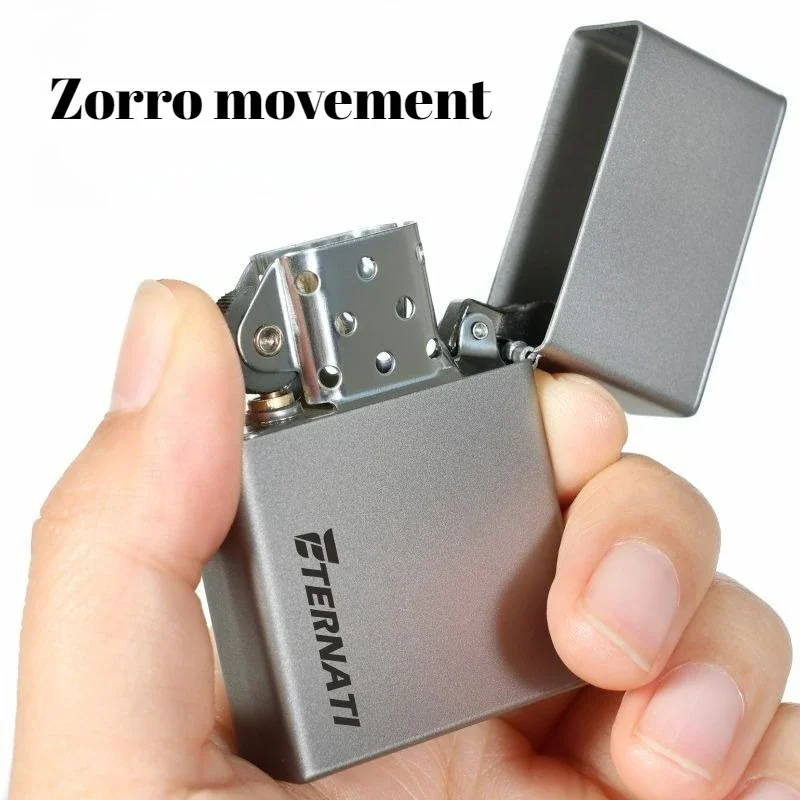 Outdoor Pure Titanium Case Oil Lighter Portable Ultra Light Ice Crystal Household High Value Smoking Accessories Zorro Movement