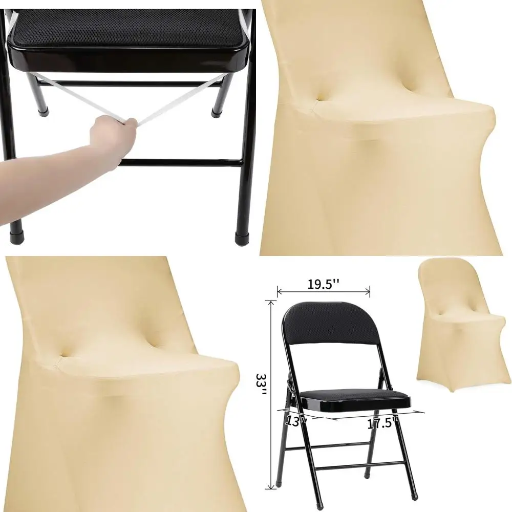 

Stretch Spandex Folding Chair Covers for Weddings, Parties, and Banquets (Champagne, 25 Pack)