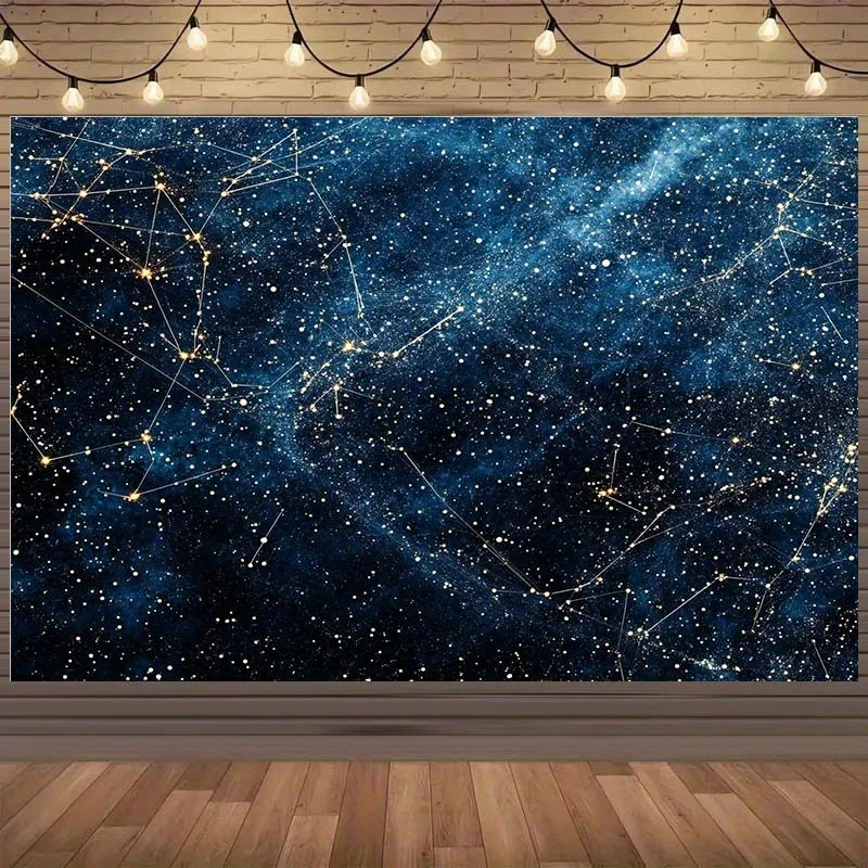 1 Stück Hintergrund für Galaxien- und Sternbild-Fotografie – tiefblaues Weltraum-Thema, strapazierfähiger PolyesterstoffXY