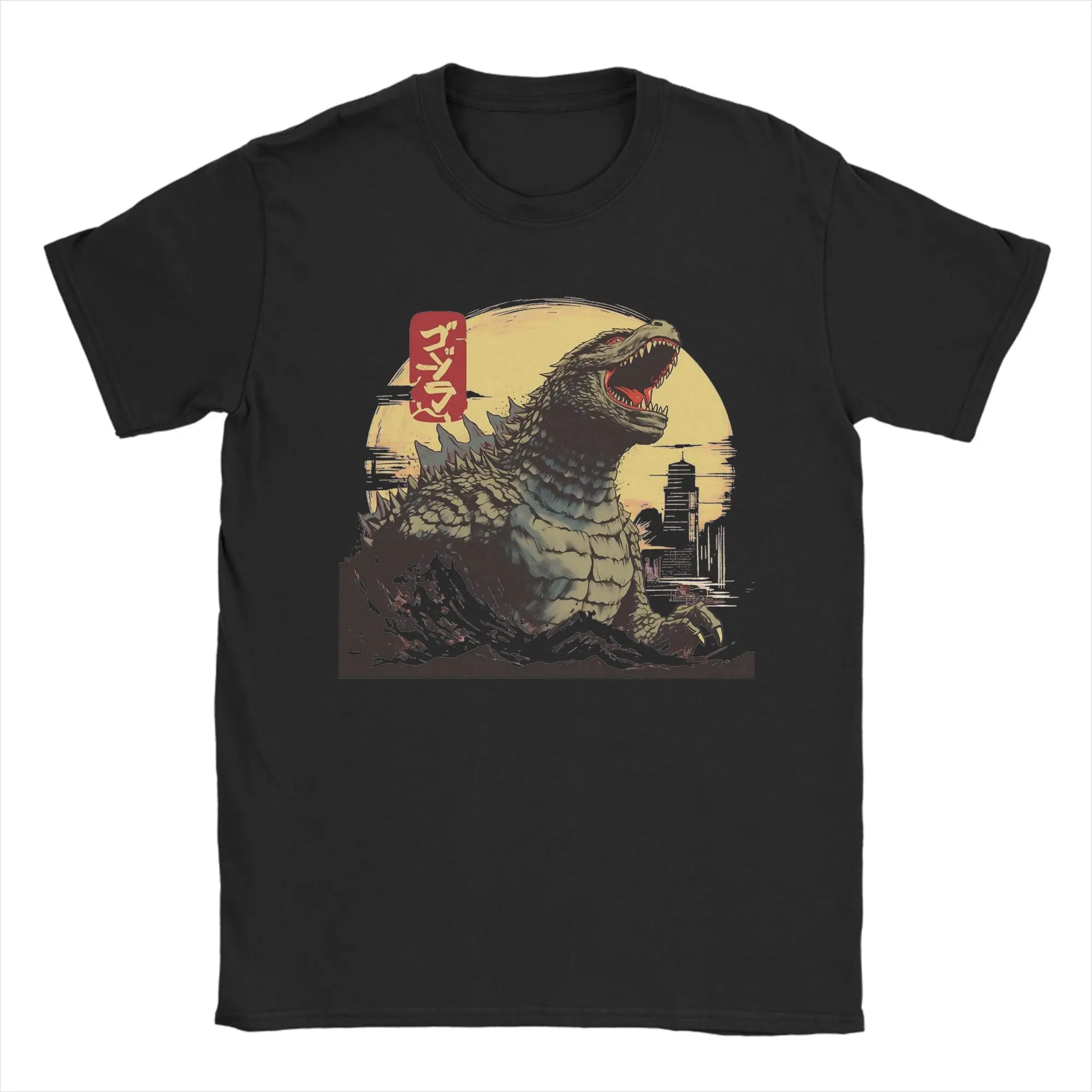 Godzillaed City Destruction Tshirts Unisex Cotton Tops Shirts Retro  Round Neck Short Sleeve - view 2