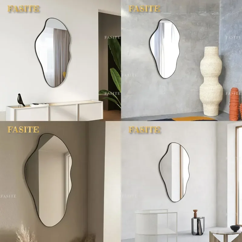 Nordic Irregular Bathroom Mirror Explosion Proof Special Shaped Vanity Mirror Ins Style Hanging Wall Art Decor for Home