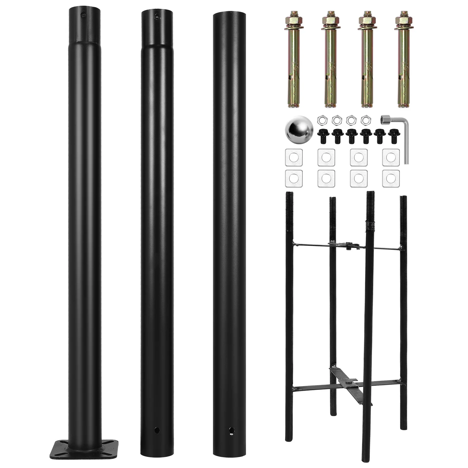 

10Ft Tall Street Light Pole with Rebar Cage Base Metal Split Road Poles Splicing Lights Column for Parking Backyard Patio Yard
