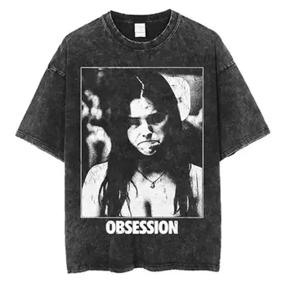 Obsession Movie Hooror Oversized T shirt 100% Cotton Vintage Washed T-shirt for men women hiphop streetwear OBS11