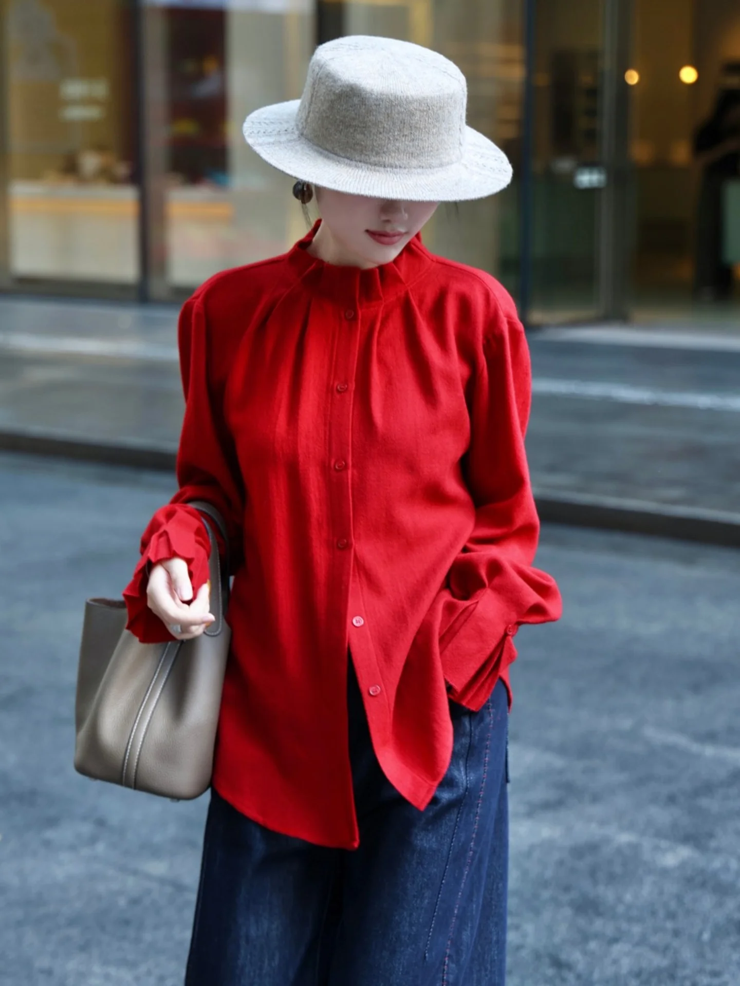 

Шерстяная кофта с воротником-стойкой и длинными рукавами для девочек, осенне-зимний модный топ