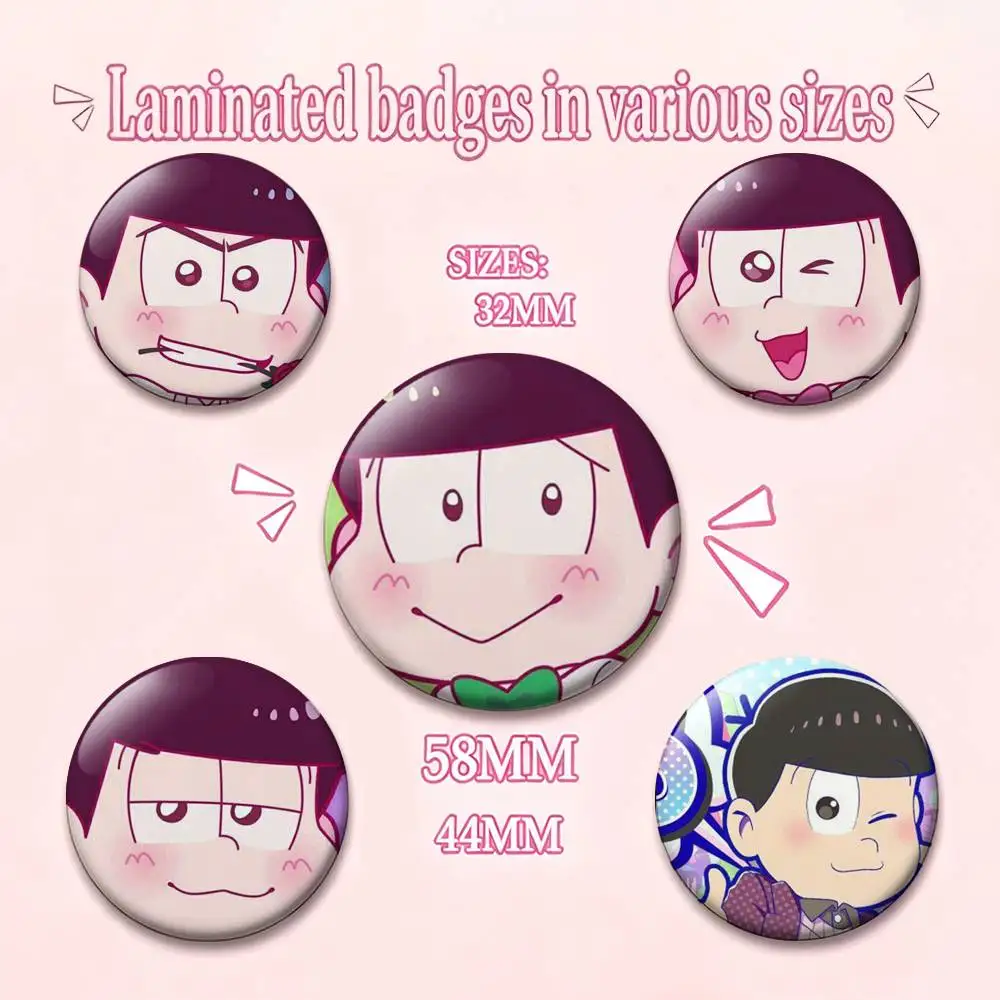 O-Osomatsu Comics S-San Laser Badge Creative Pins Brooch for Bag Clothes Hat Decor Gifts Fans Collect