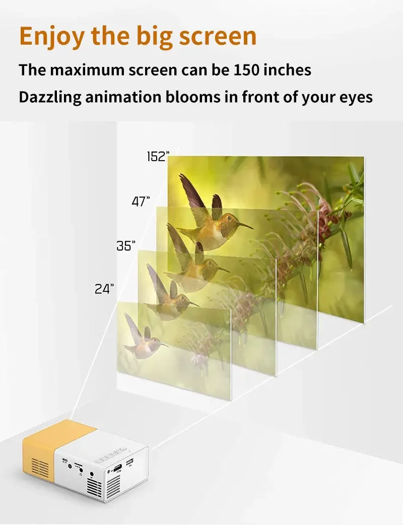Projecteur de Film HD 5G, Portable, Extérieur, Compatible avec Clé TV, Téléphone Portable, Ordinateur, HDMI, USB