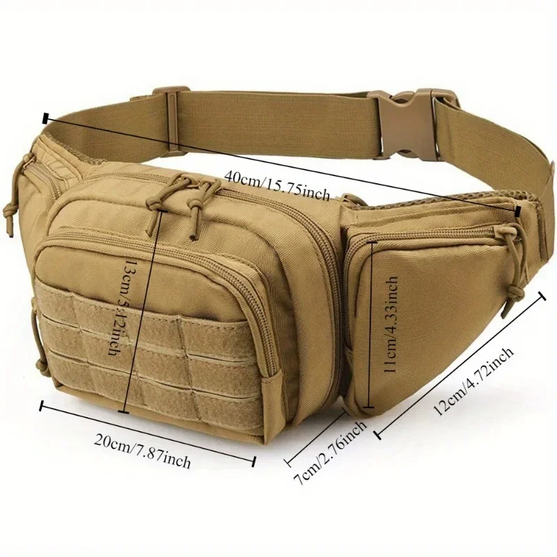 Tactical Fanny Pack Metal Clip Hook Cover Nylon Backpack Hiking Phone Bag Tactical Gear Hook and Loop Key Chain Black Metal Hook