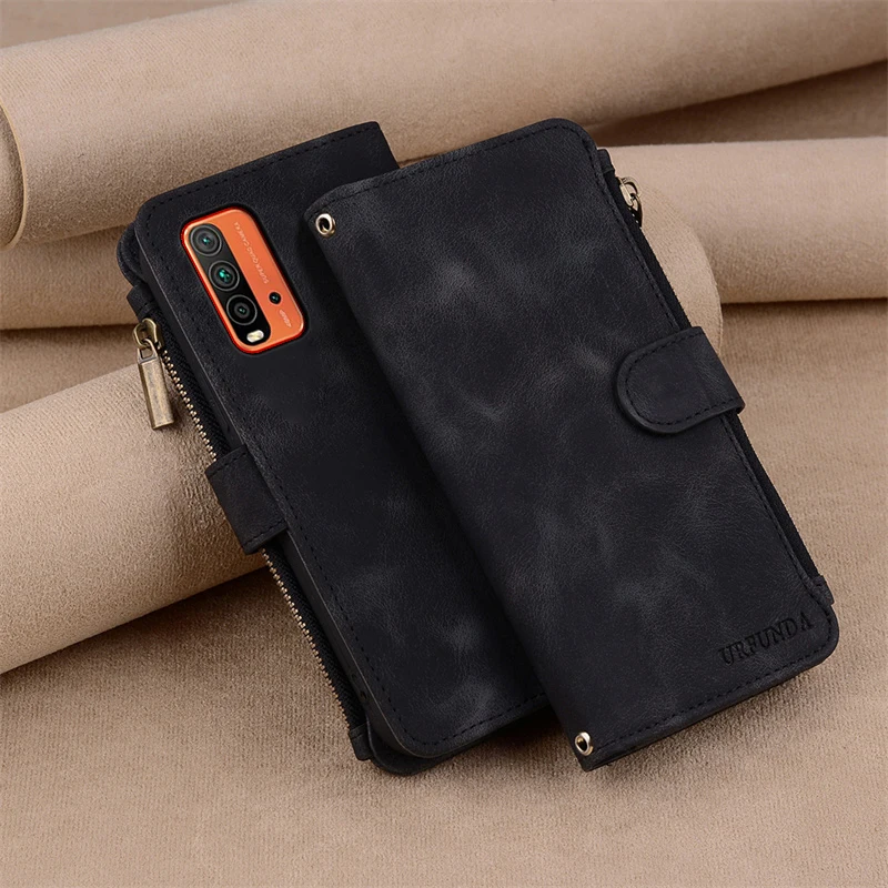 

9T Caes For Redmi 9T Case Flip Leather Zipper Wallet Cover For Xiaomi Redmi 9T Case Magnetic Shockproof Book Cover Fundas Coque