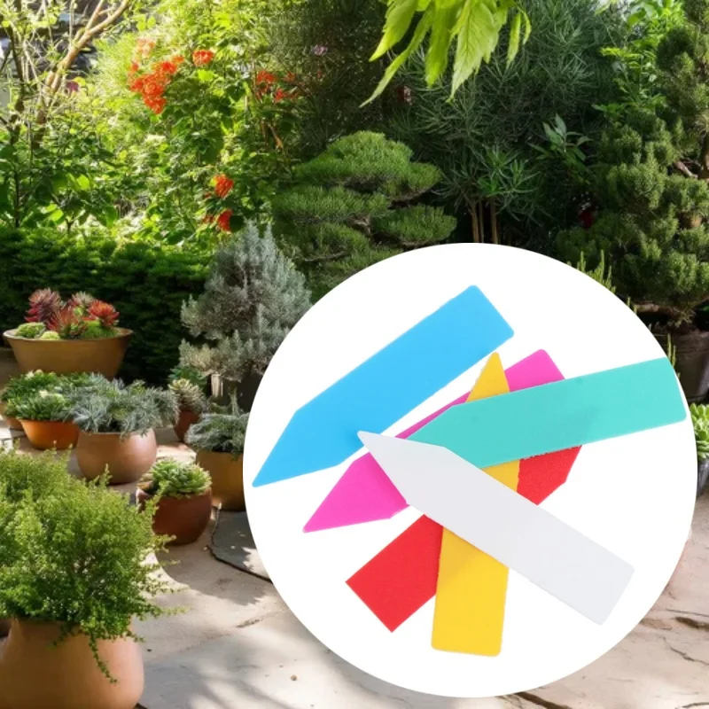 100pcs 5*1cm Garden Plant Label Waterproof Indoor Bonsai Name Tag Plastic Multicolors Reusable Pointed End Horticulture