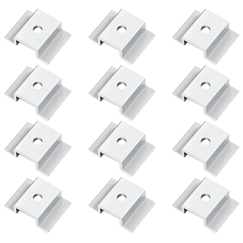 

Pack of 12 Solar Panel Clamps Sturdy Aluminum Alloy for Systems Setups 601A