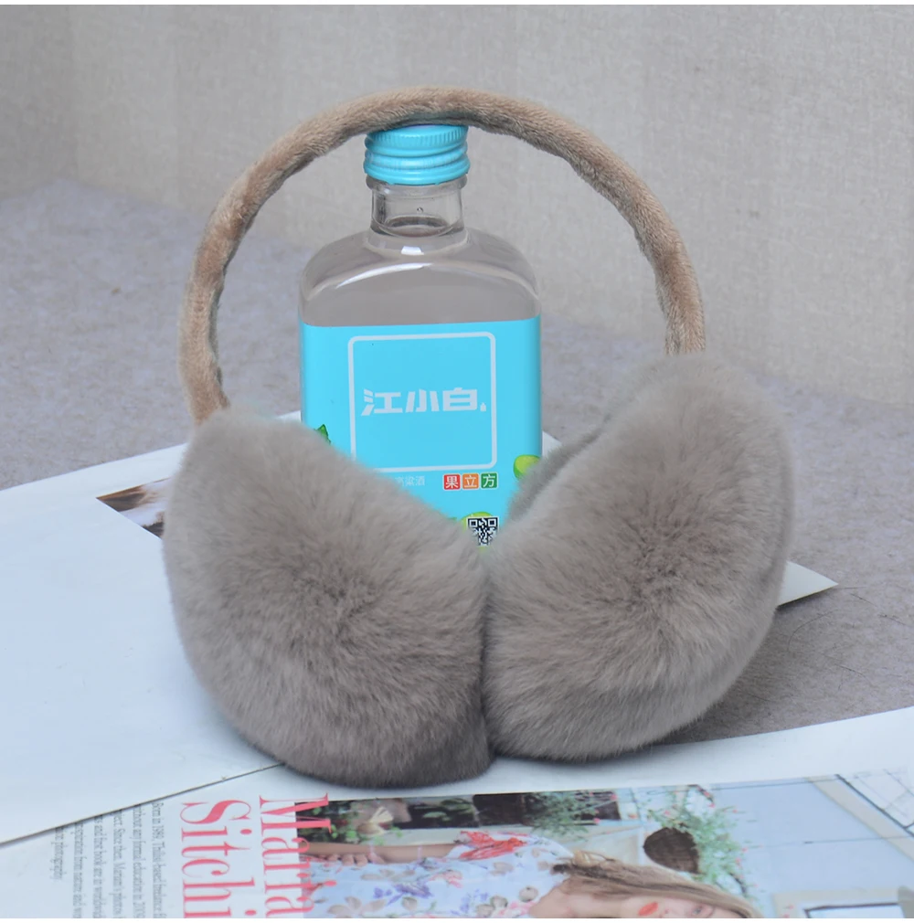 Rex Rabbit Fur Hang Ear Cover Warm Winter Earmuffs Headwear Ear Muffs Fur Earmuffs Cold Ear Warmer Fold Ear Protection Headband