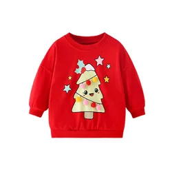 Jumping Meters 2-7T Kids Girls Sweatshirts Christmas Tree Autumn Winter Children's Clothing Long Sleeve Baby Hooded Kids Top