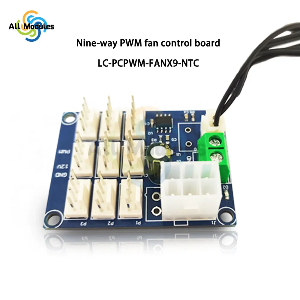 Computer case fan multi-channel speed regulator PWM speed regulation NTC 12V temperature measurement temperature control