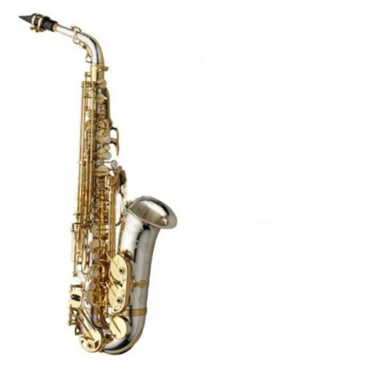 MARGEWATE Brand Eb Tune  WO37 Alto Saxophone E-Flat Nickel Plated Gold Key  musical instrument With Case Free Shipping