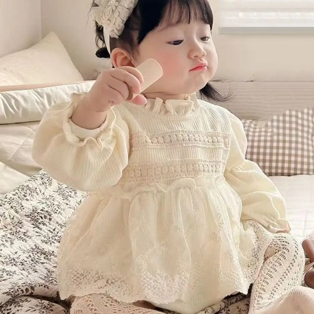 

Casual Outfit Lace Ruffle Baby Jumper Dress Bodysuit Fluffly Toddle Jumpsuit Sweet Cotton Newborn Shorts Climb Suit Baby
