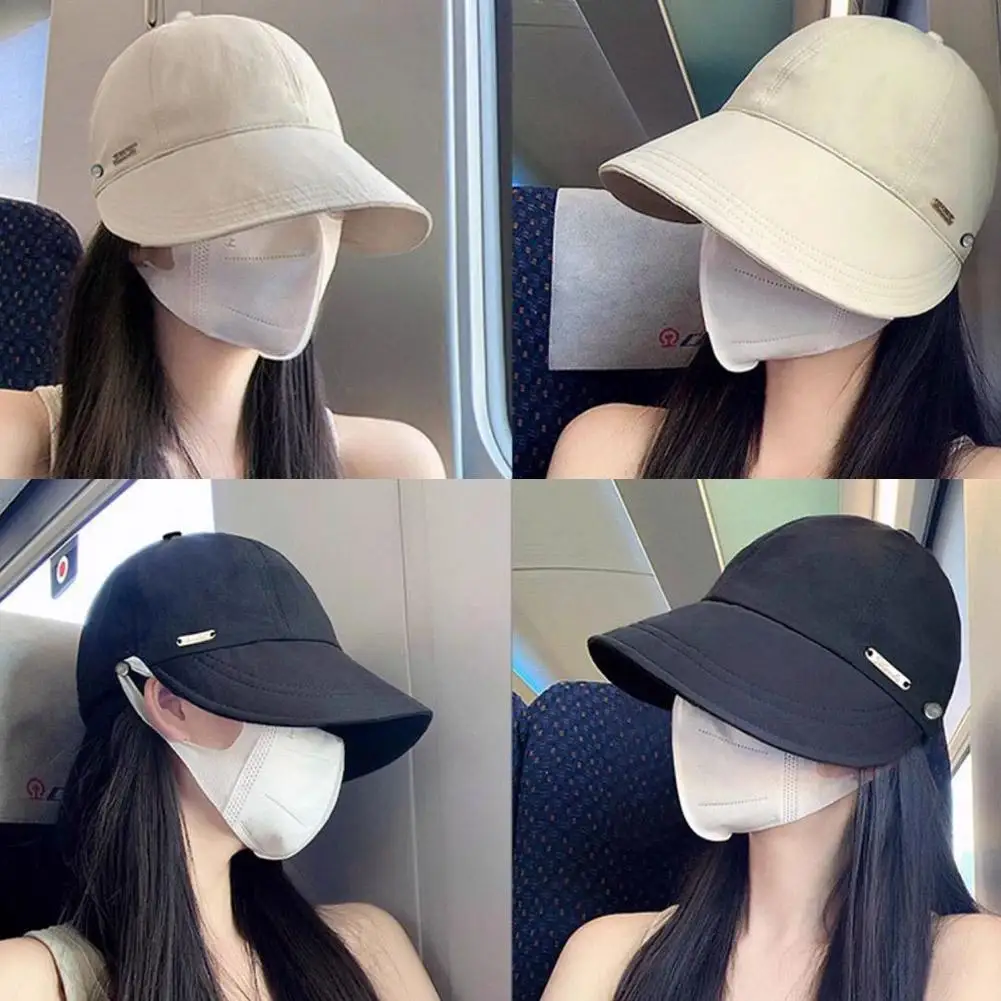 Damen-Fischerhut mit breiter Krempe, UV-Schutz, Pferdeschwanz-Sonnenhut, verstellbar, aus Polyester, für Outdoor-Reisen, Strand, Angeln, Visier, Bucket Cap – Detail 4