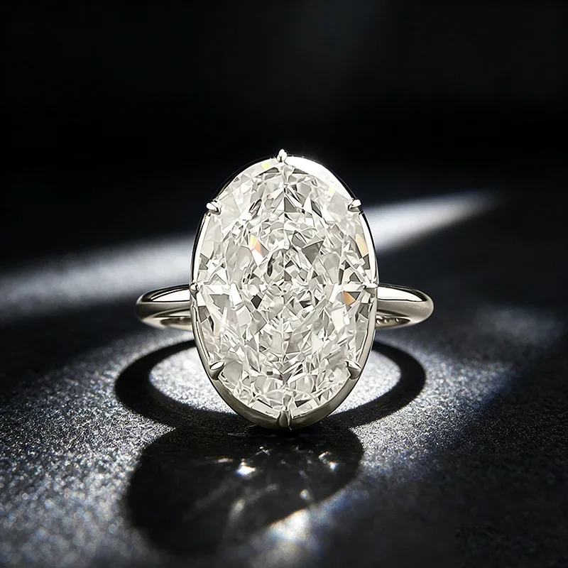 

Luxury Sparkling 10x15mm Lab Grown Diamond Women Ring - Bridal Wedding Engagement Party 925 Sterling Silver Jewelry Gift