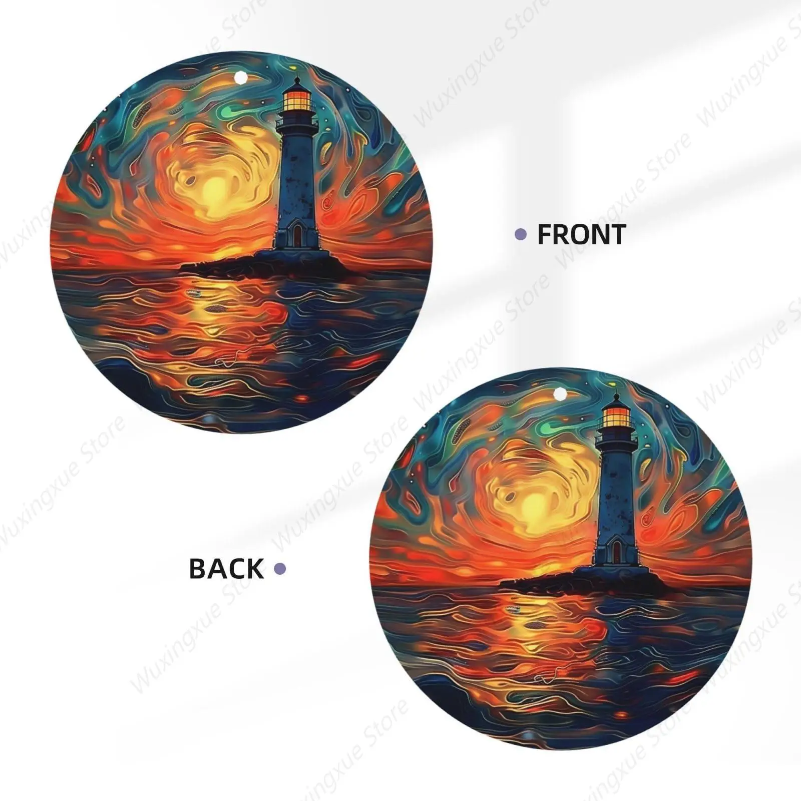 Car Air Fresheners Cards - Set of 4 Pieces with Stylish lighthouse sea sunset Print - Long-Lasting Fragrance for Your Vehicle