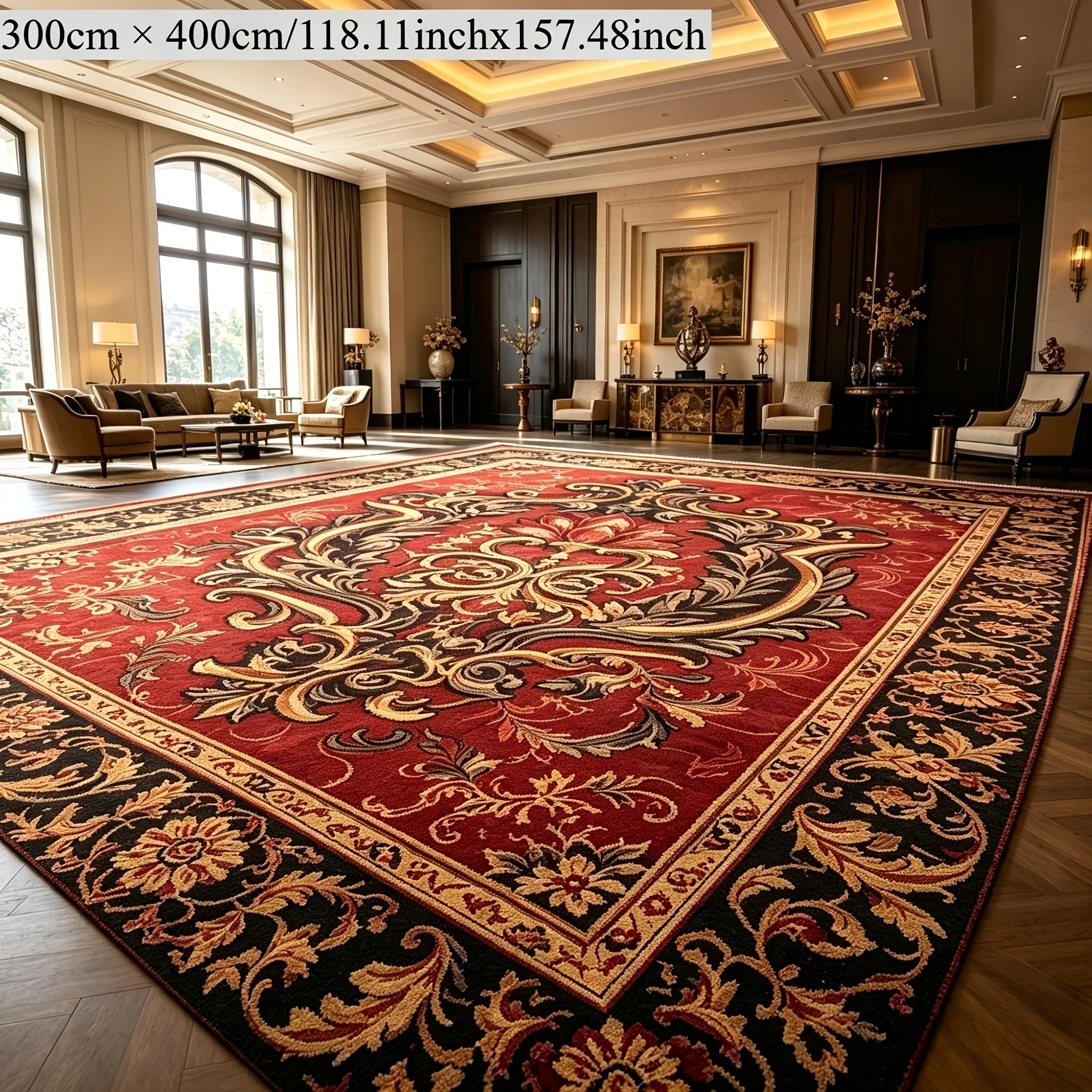 2D Flat Ultra-Large Size Tassel Relief Aesthetic Velvet Carpet, Non-Slip Backing, Machine Washable, Easy to Clean, Quick-Drying,