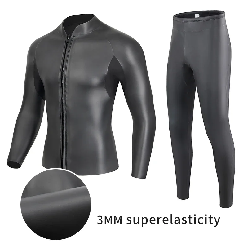 3MM CR Neoprene Wetsuit Men Top Suit Glue Bonding High Elastic Surfing Winter Swim Snorkeling Quick-drying UV Protection Suit