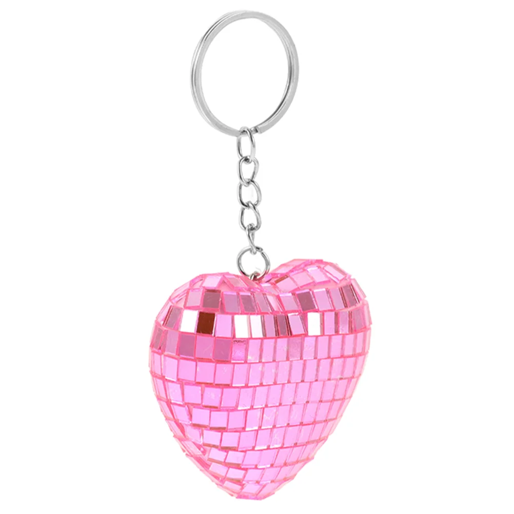 Creative Heart Shaped Disco Ball Keychain Sparkly Mirror Surface Pendant For Bag Unique Christmas Party Favors Accessories