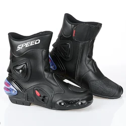 Motorcycle Boots Microfiber Leather Motorbike Anticollision Foot Ankle Protective Shoes Moto Riding Short Boot Men Woman A004
