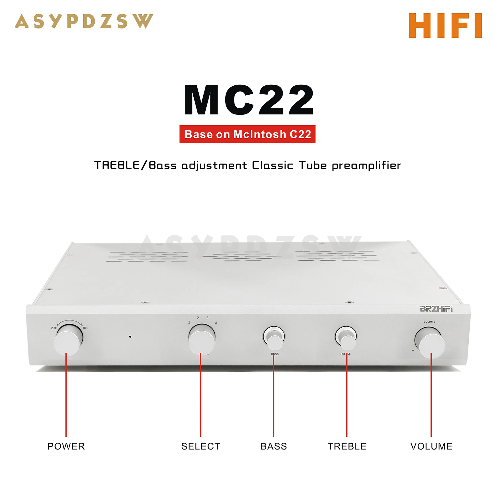 

HIFI Classic MC22 ECC83 Tube preamplifier Base on McIntosh C22 With TREBLE/Bass adjustment