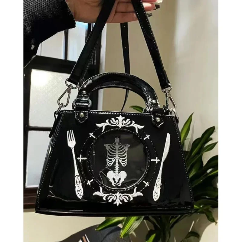 

Y2K Punk Skeleton Dark Punk Shoulder Diagonal Cross Bag Gollum Market Detachable Shoulder Strap Women's Handbags Backpacks New