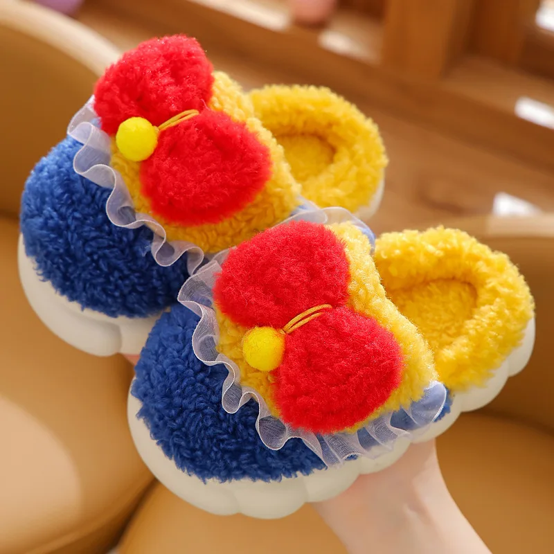 

Kids' Slippers House Shoes Princess Winter Shoes For Girls Warm Thick Bottom Anti-slip Pink Blue Shoes Size 24-41