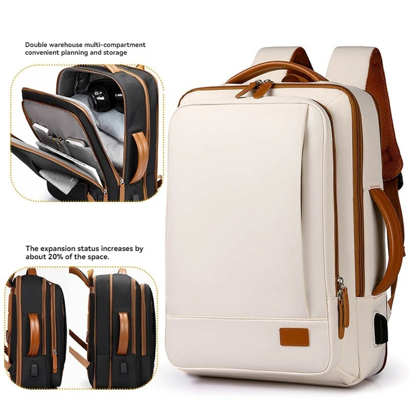 Travel Laptop Backpack, Expandable Waterproof Backpack with USB Charging Port, 15.6-inch Business Work Backpack, Casual Backpack