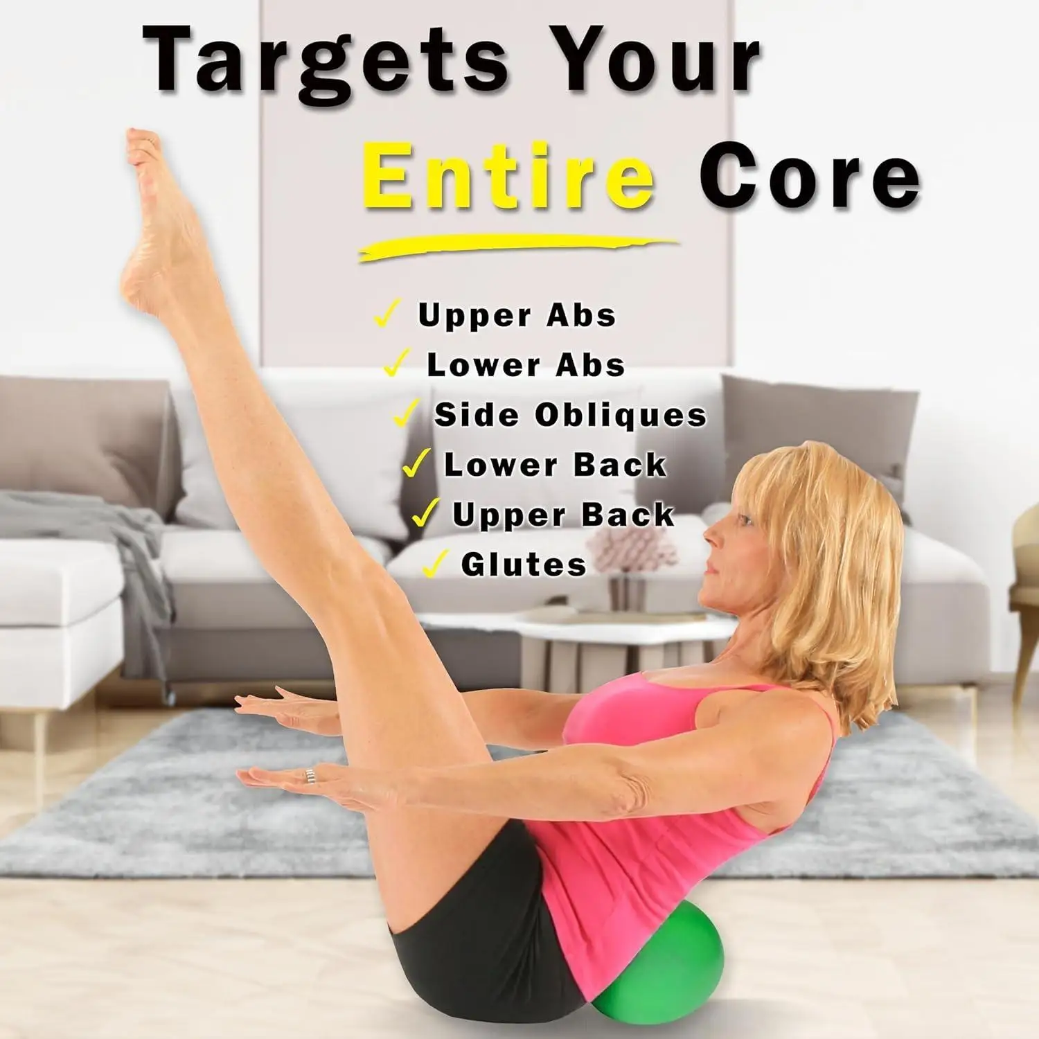 مجموعة النادي الرسمية (مجموعة من 25، أرجواني)، كرة بيلاتيس ناعمة أصلية مقاس 9 بوصة، كرة تمرين صغيرة للبار، اليوغا، الاستقرار، أبس كور،