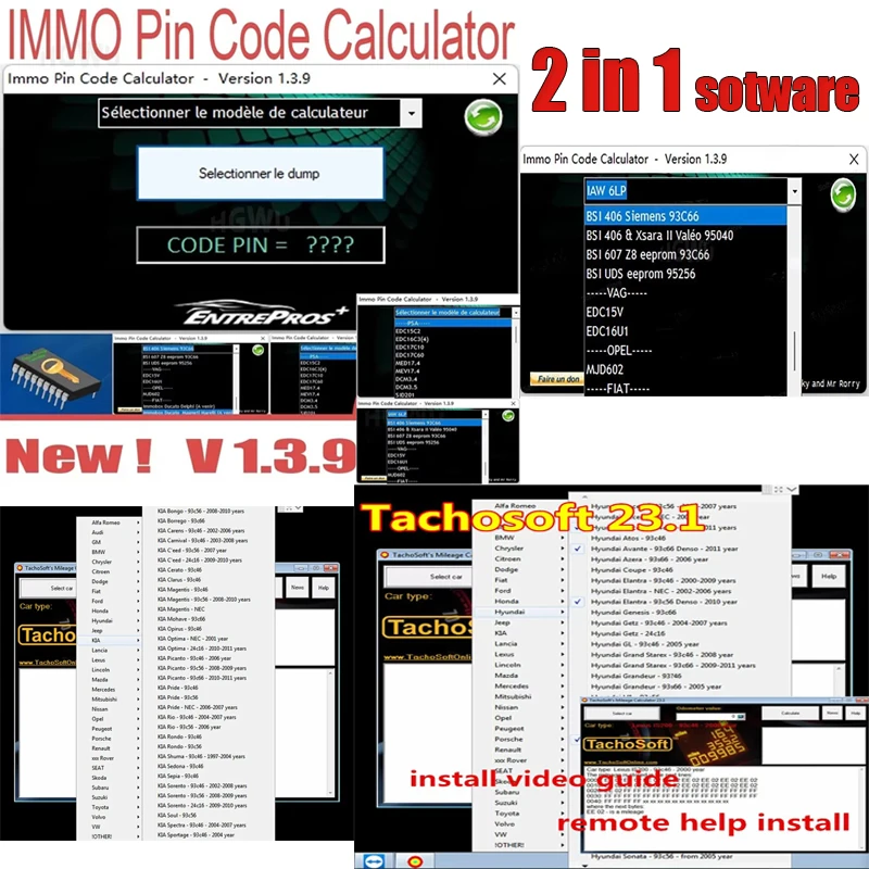 

Newest TachoSoft Mileage Calculator 23.1 calculator+IMMO Pin Code Calculator V1.3.9 dash cam+mileage software car repair softwa